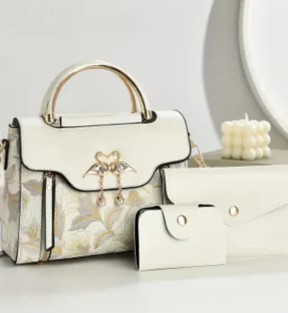 Bolso de mano mujer beige y rojo