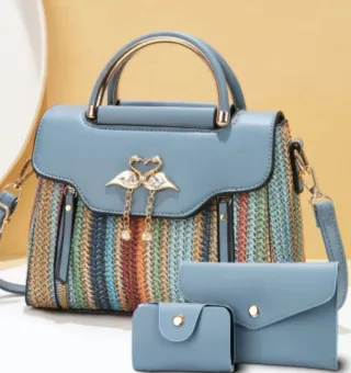 Bolso de mano mujer beige y rojo