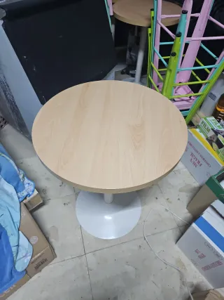 Mesa redonda cafetería 60cm madera y metal