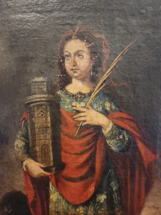 Cuadro Santa Bárbara colonial S. XVIII