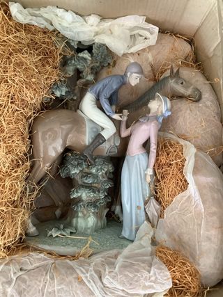 Lladró Jockey y Damita Porcelana