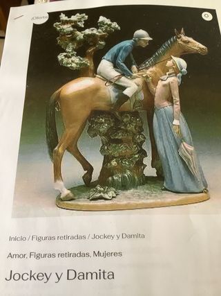 Lladró Jockey y Damita Porcelana