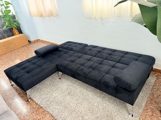 Sofá Cama Chaiselongue Negro + Envio