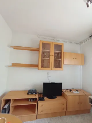 Conjunto Mueble Salón Madera y Cristal