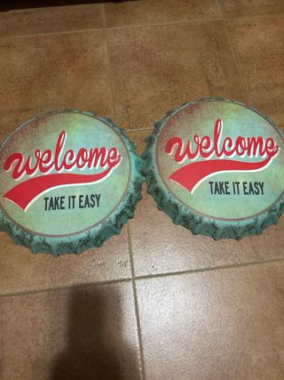 Chapa Decorativa Welcome Take It Easy