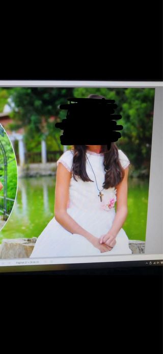 Vestido de Comunión Blanco y Rosa