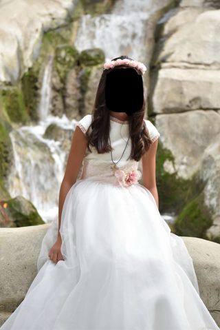 Vestido de Comunión Blanco y Rosa