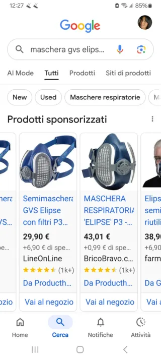 Maschera GVS Elipse S/M con filtri