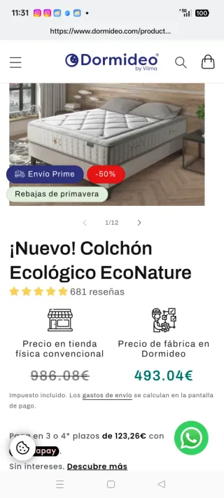 Colchón 160x190 cm Casi Nuevo