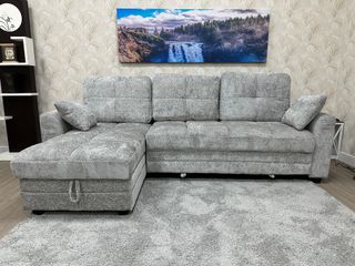 Sofá Cama Chaise Longue Gris con Arcón