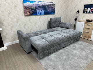 Sofá Cama Chaise Longue Gris con Arcón