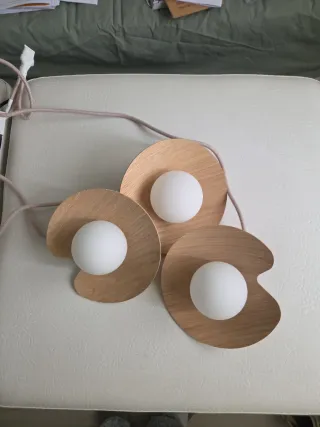 Lámpara de Techo Wilara Kave Home Madera Cristal