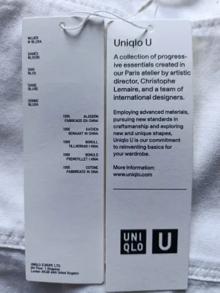 Blusa Denim Uniqlo Blanca Nueva Talla L