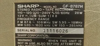 Sharp GF-8787 Boombox Ghetto Blaster radio