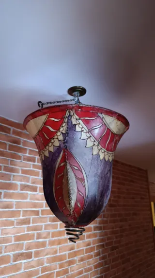 3 Lámparas de techo de cuero artesanal