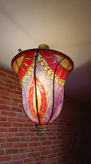 3 Lámparas de techo de cuero artesanal