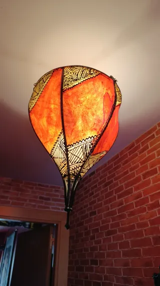 3 Lámparas de techo de cuero artesanal