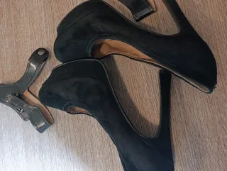 Scarpe scamosciate tacco alto nere 38