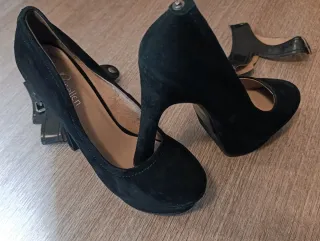 Scarpe scamosciate tacco alto nere 38