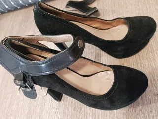 Scarpe scamosciate tacco alto nere 38