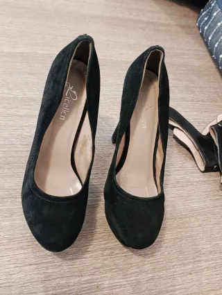 Scarpe scamosciate tacco alto nere 38