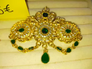 Joia Fallera Chapado Oro Azul y verde