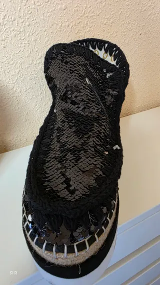 Botines MOU Jute Lentejuelas Negro/blanco 38