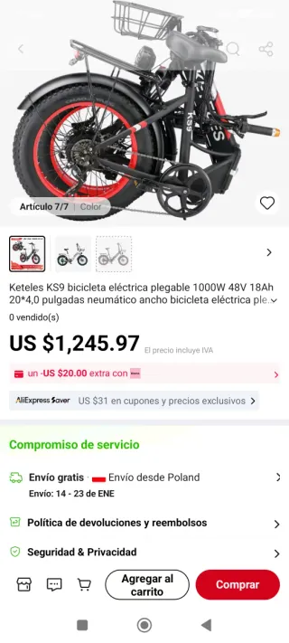 Bicicleta Eléctrica Plegable Keteles KS9