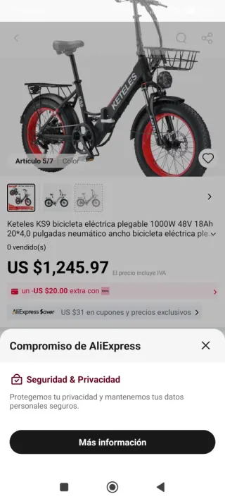 Bicicleta Eléctrica Plegable Keteles KS9