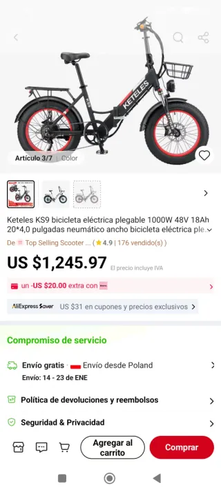 Bicicleta Eléctrica Plegable Keteles KS9