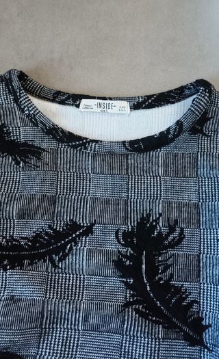 Vestido estampado plumas y cuadros