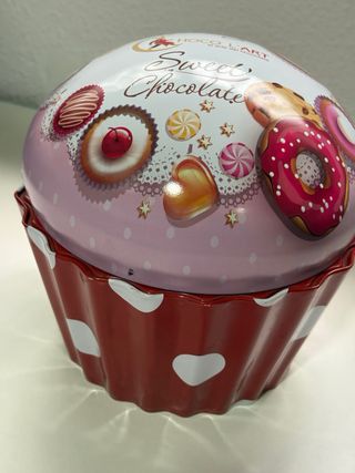Caja cupcake metal rosa y roja