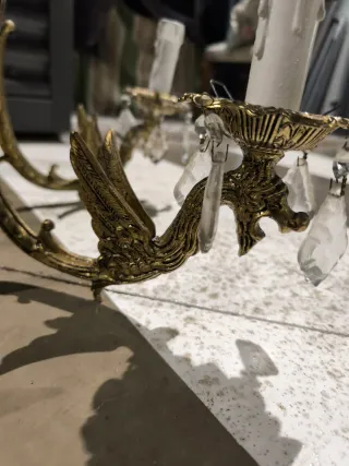 Lámpara araña vintage dragones dorada