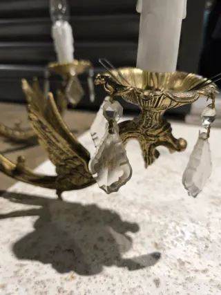 Lámpara araña vintage dragones dorada