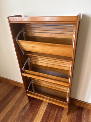 Mueble zapatero de bambú 3 puertas