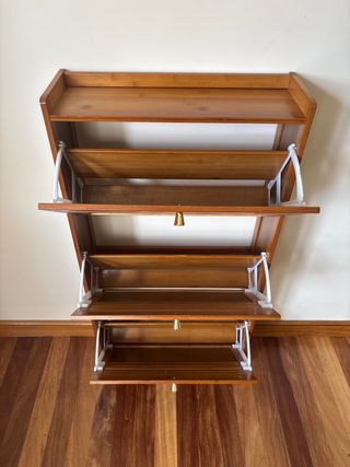 Mueble zapatero de bambú 3 puertas