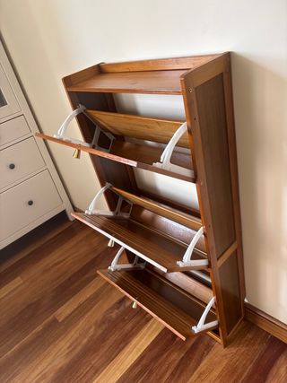 Mueble zapatero de bambú 3 puertas