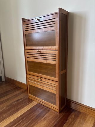 Mueble zapatero de bambú 3 puertas