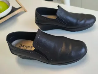 Zapatos 24HRS Piel Negra Talla 38 Mujer