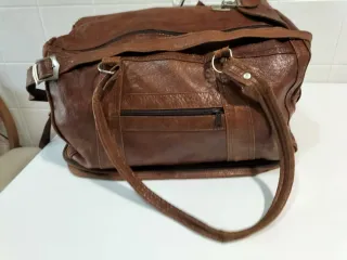 Bolso de viaje piel, retro, años 50.