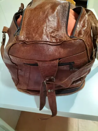 Bolso de viaje piel, retro, años 50.