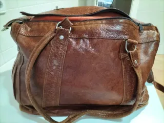 Bolso de viaje piel, retro, años 50.