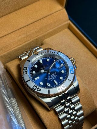 Seiko Mod GMT 40mm Plata Azul