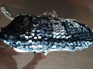 Bolso de fiesta lentejuelas negro y plata