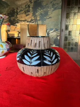 Jarrón Barro Marrón y Negro