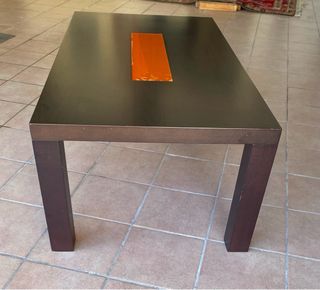 Mesa de centro moderna madera y naranja