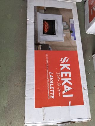 Chimenea eléctrica y moldura de acero y cristal negra/blanca, 58,4 x 12, 8 x 43 ,5 cm | Lavalette