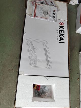 Chimenea eléctrica y moldura de acero y cristal negra/blanca, 58,4 x 12, 8 x 43 ,5 cm | Lavalette