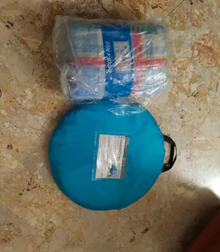 Tenda da spiaggia pop-up blu+ sacco a pelo Caleffi