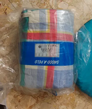 Tenda da spiaggia pop-up blu+ sacco a pelo Caleffi